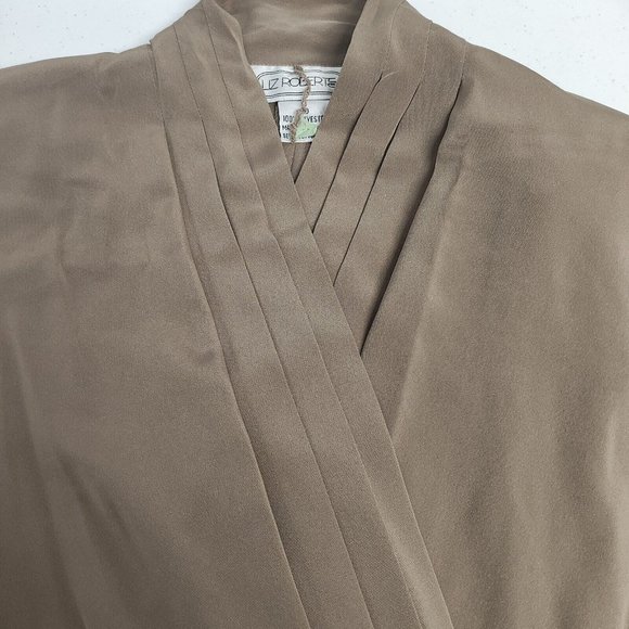 VTG Liz Roberts Black Beige Color Block Long Sleeve Polyester Maxi Dress Size 10 - Picture 10 of 11